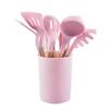 Wooden handle kitchen tools non-stick cooking spatula 11 pieces plus storage bucket baking set silicone kitchen utensils 12 pieces Light green twelve