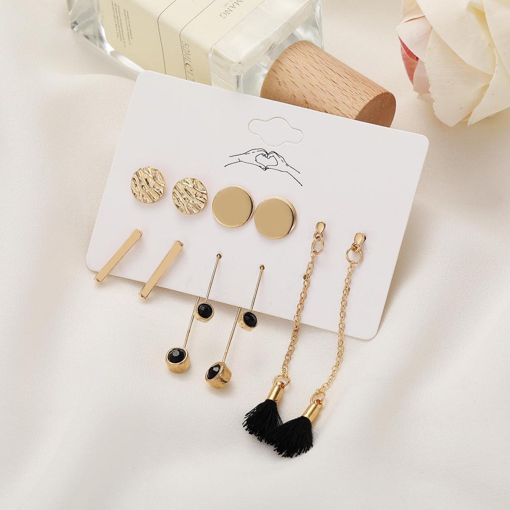 Fashion Simple Set Earrings Creative Creative Elephant Pearl Earrings Female Earrings Nine Plaid Earrings