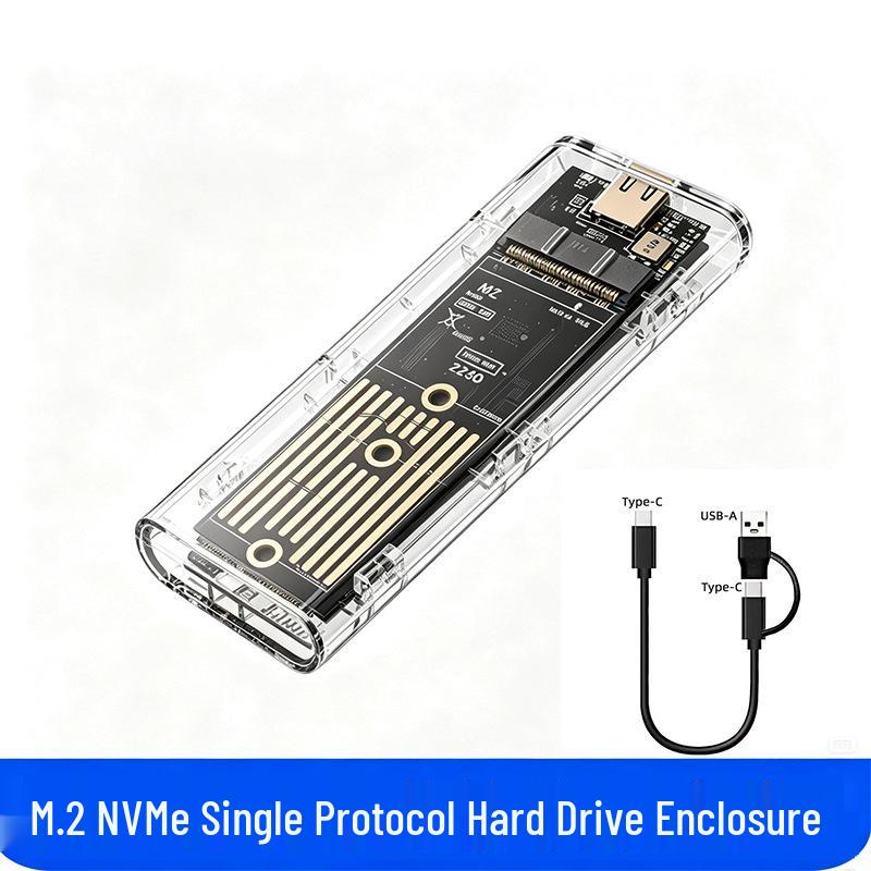 Transparent NVMe M.2 SSD Enclosure, 10Gbps Laptop Mobile Box