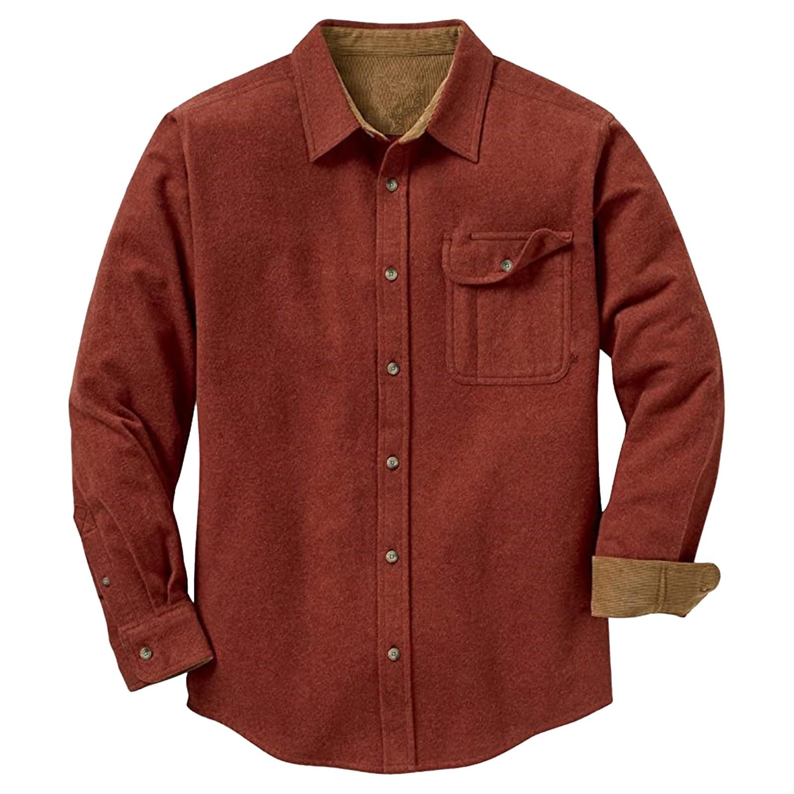 

Men s Fashion Casual Loose Color Lapel Long Sleeve Shirt Top Blouse XXXXXL червоний