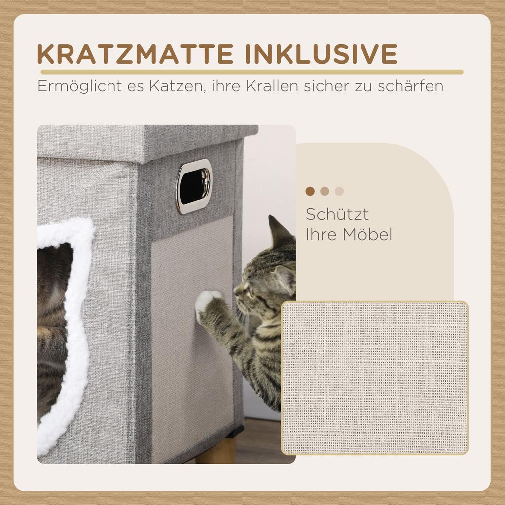 Cat Cave, Cat House, incl. Play Ball, Washable Cushion, 35.5 cm x 35.5 cm x 42.5 cm
