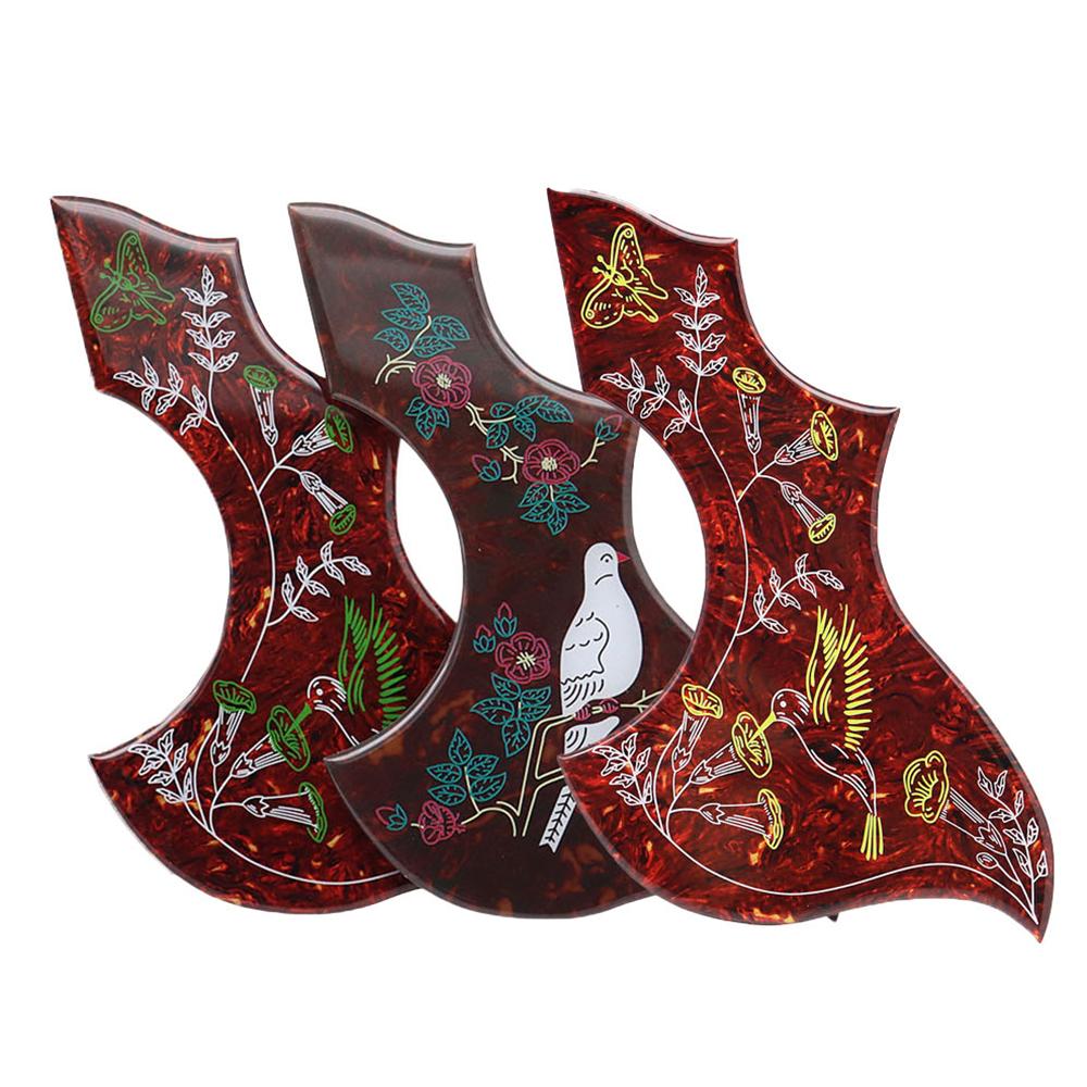 1R Hummingbird Flower Decorative Celluloid & Crystal Epoxy Resin Guitar Pickguard Anti-scratch Plate for Folk Acoustic Guitar
