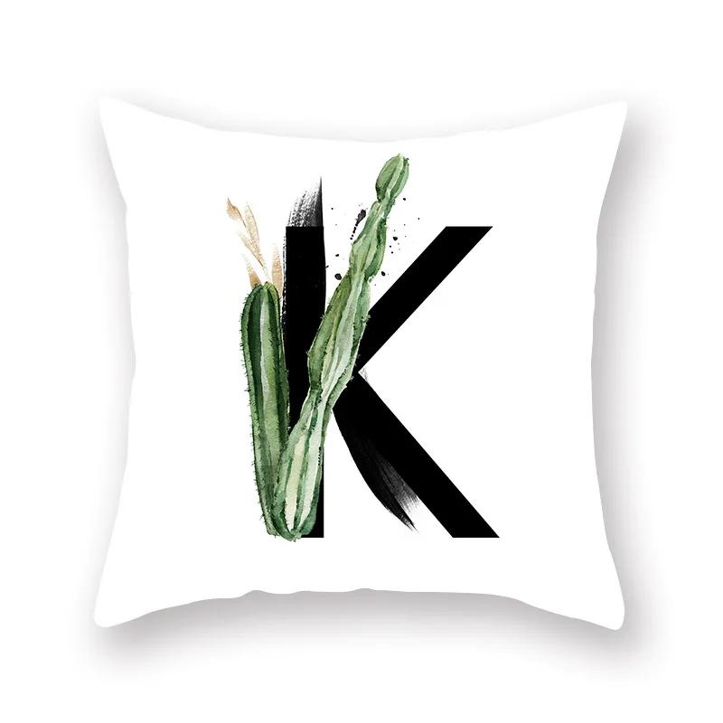 Sofa Pillow Cushion Wholesale Nordic Style Plant English Alphabet Peach Skin Pillowcase