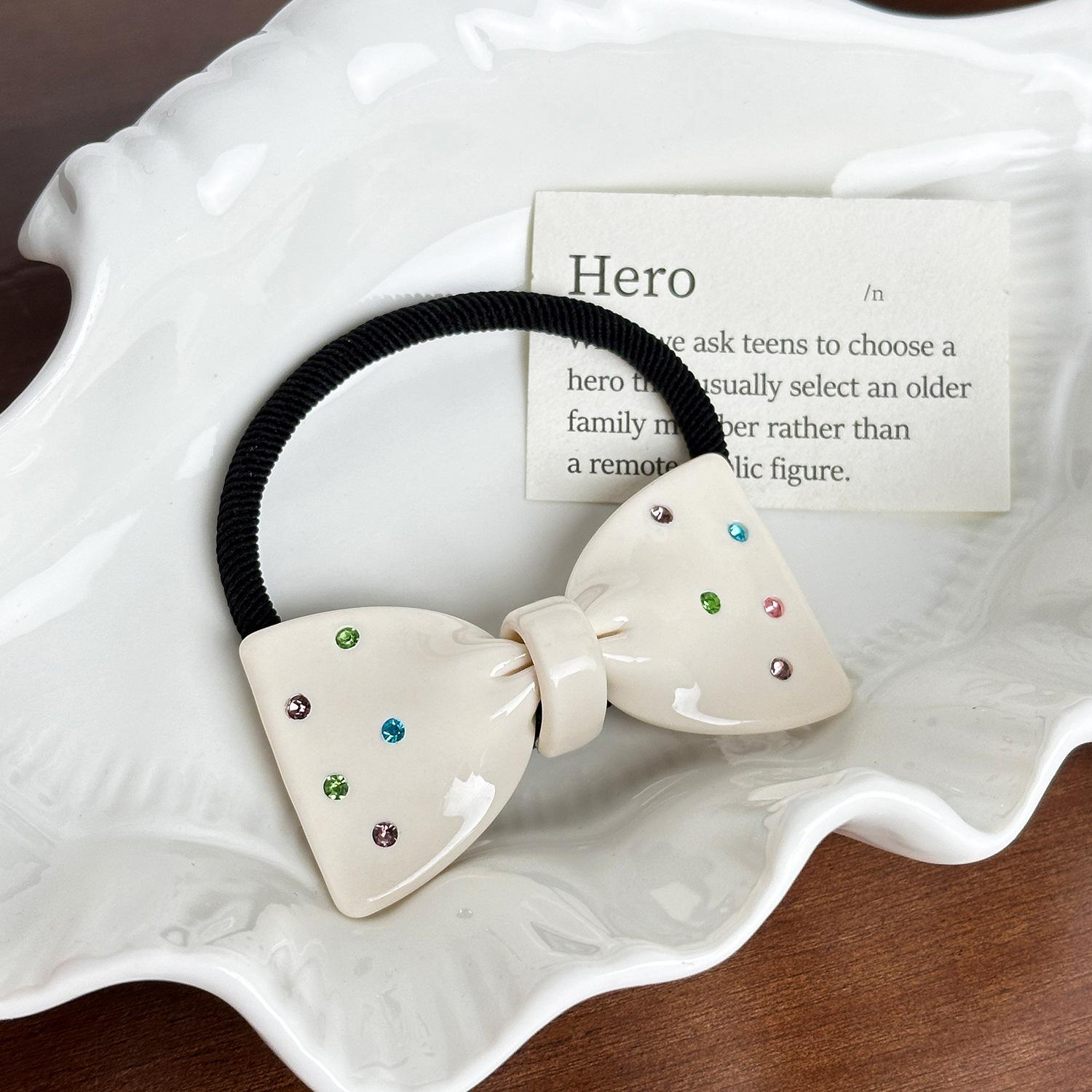 

Модная милая 6,4 см инкрустированная разноцветными стразами заколка-бант для волос для милых девушек ацетатная резинка для волос для высокого конского хвоста аксессуары для волос Headbands