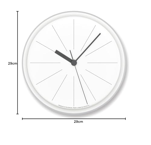 Lemnos Line Analog Wall Clock, White, ABS, YK21-11 WH, Diameter 29cm, Thickness 5.4cm