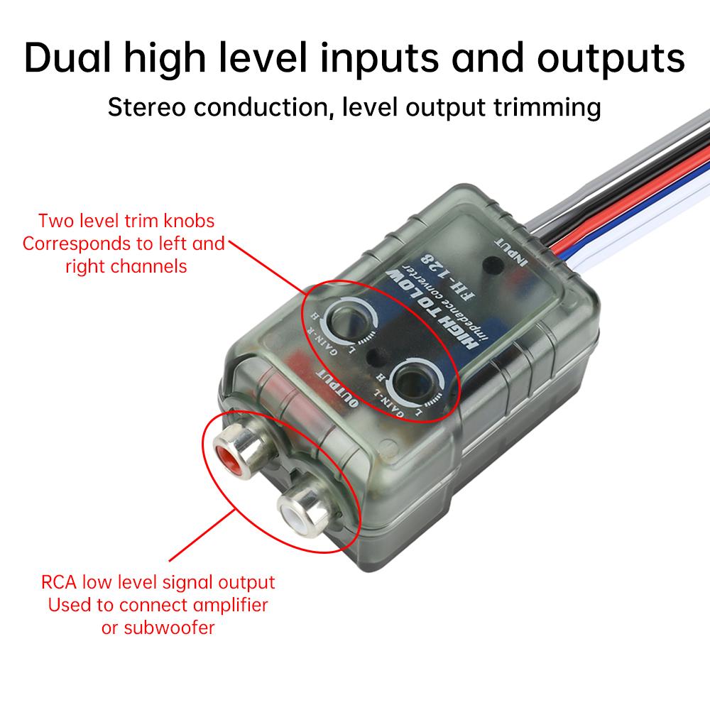 High-performance Car Stereo Speak Hi-Low Converter Module RCA Adapter Quick-Connection for Car Audio Accessories