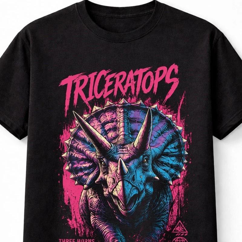 Triceratops Dinosaur Horned Predator Fossil Graphic Unisex TShirt S