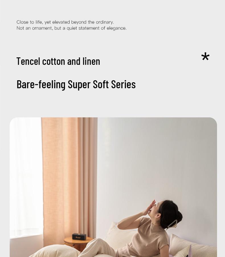 Luxurious Retro Tencel Cotton Linen Four-Piece Bedding Set - Lyocell & Pure Cotton Fitted Sheet for All Seasons
