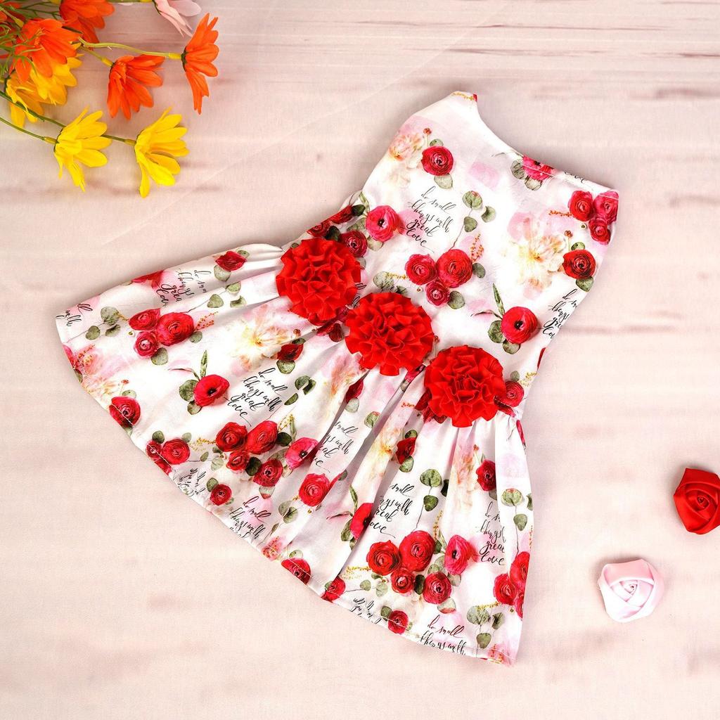 Dog Sleeveless Dress Cat Pet Rose Blossom Cherry Costume Princess Cute Dress Small Medium-sized Dog Valentine's Day Dress Up