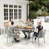 Five-Piece PE Rattan Garden Dining Set with Cushions & Stackable Chairs - Light Grey