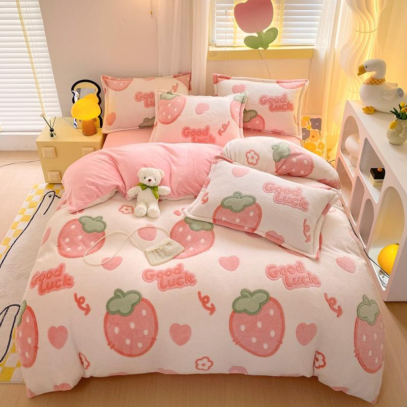 Fluffy Flannel Duvet Cover 1Pc- Super Soft and Cozy, Multi-Size Options, Sweet and Simple Style for Serene Slumber