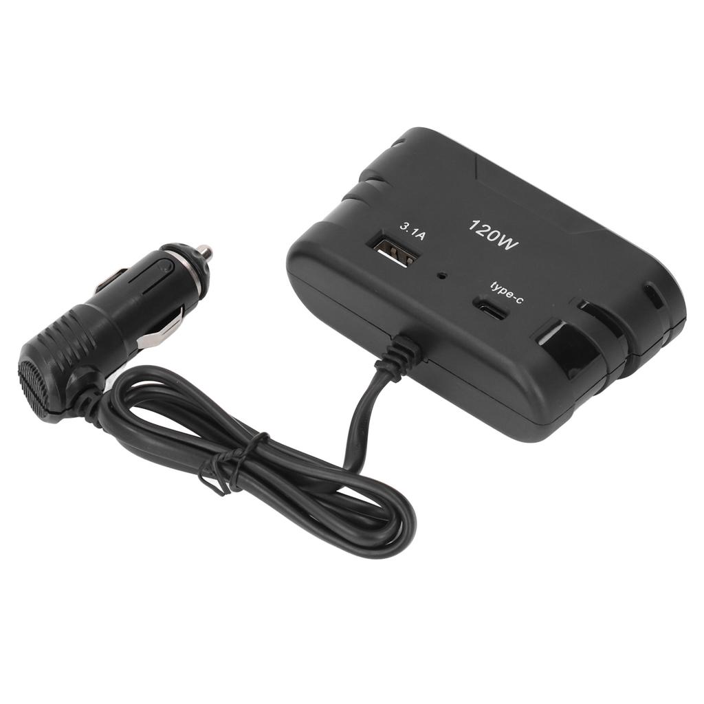 Cigarette Lighter Plug Splitter Adapter 1 to 3 3 Socket Multi Port Power Plug Car Charger TYPE C with USB 12V 24V 120W