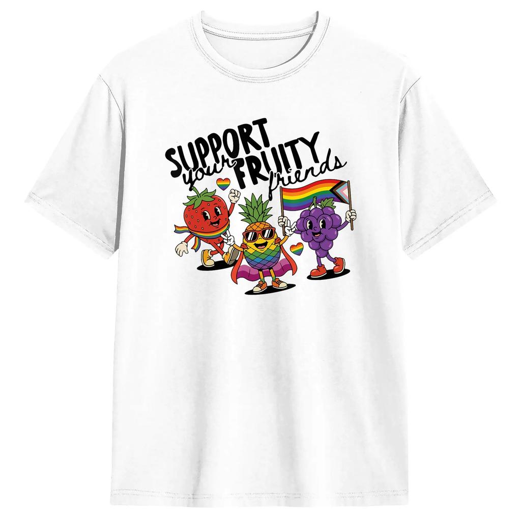 Support Your Fruity Friends Lgbtq Tolerance Rainbow Flag T Shirt Unisexs Classic Tshirts Summer Crew Neck Harajuku Tee Shirt
