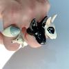 Exaggerated Enamel Drip Glaze Animals Large Ring Pig Bull Head Elephant Massive Rings Y2K Punk Jewelry Gift For Women