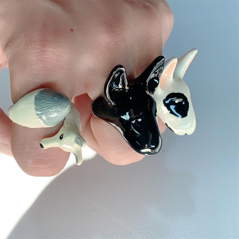 Exaggerated Enamel Drip Glaze Animals Large Ring Pig Bull Head Elephant Massive Rings Y2K Punk Jewelry Gift For Women