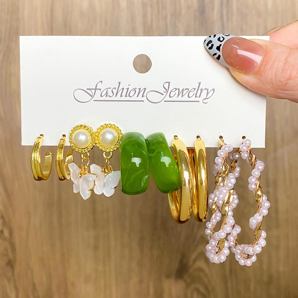 Conjunto de brincos de acrílico para mulheres, brincos pendurados de borboleta dourada punk, conjunto tendência de brincos, joias, presentes