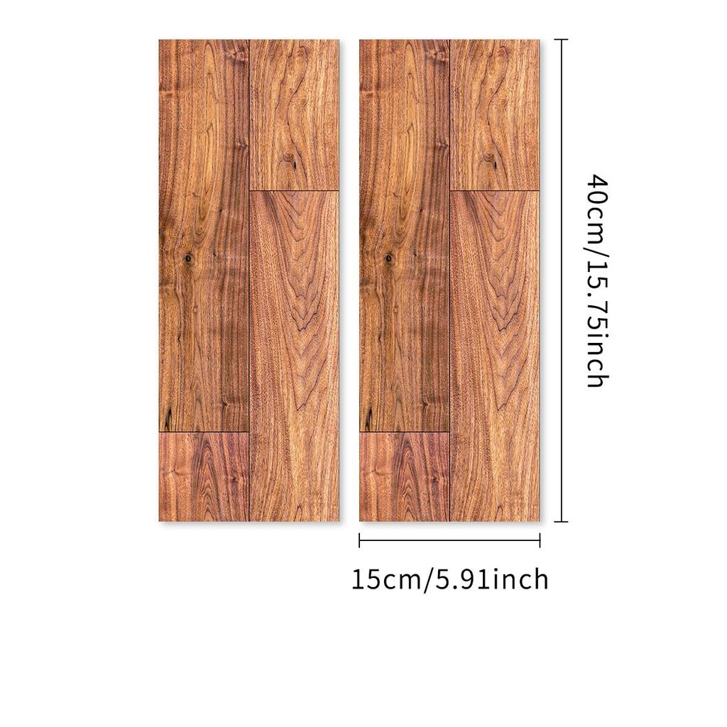 2Pcs 40X15cm PVC Wood Grain Wall Self-Adhesive Sticker Waterproof Living Room Bedroom Wall Decoration Floor Stickers
