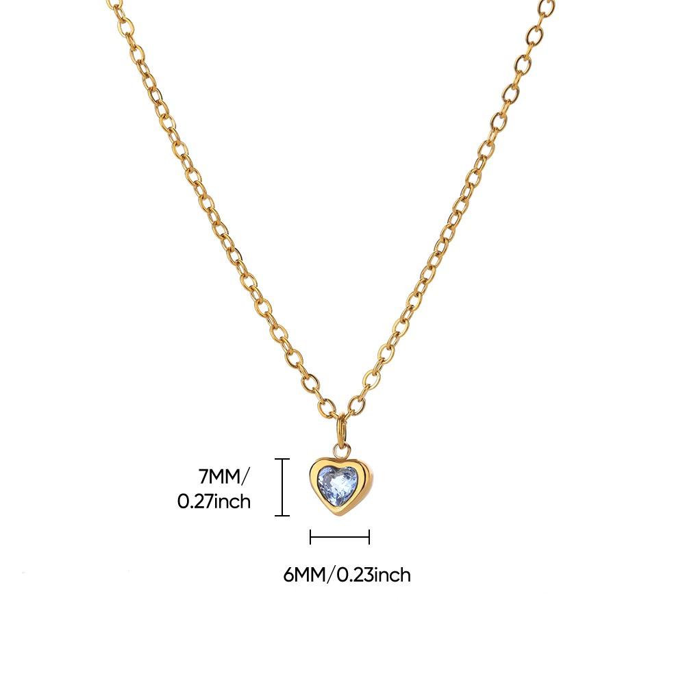 Stainless Steel Birthstone Heart Necklace For Women Gold Color Chain Heart  Necklace Wedding Jewelry Birthday Gift Bijoux Femme