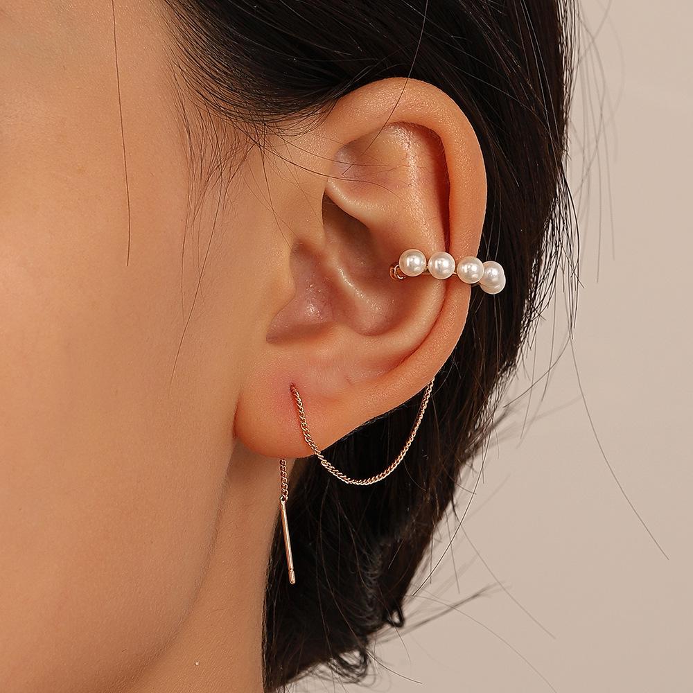 Geometric Zircon Tassel Ear Clips: Stylish No-Pierce Earrings for Women