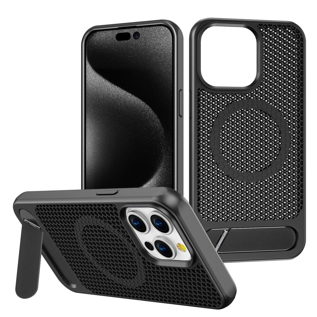 Applicable to Apple 16pro bracket mobile phone case honeycomb heat dissipation grid Huawei mate70pro magnetic mobile phone case