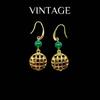 Vintage Hollowed Out Birdcage Green Agate Long Style Versatile Necklace