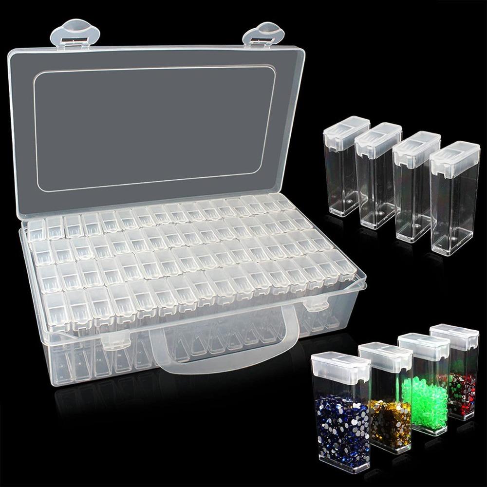 64 Grid Jewelry Drill Storage Box Thicken Dustproof Diamond Painting Storage Box Transparent Rhinestone Beads Containers
