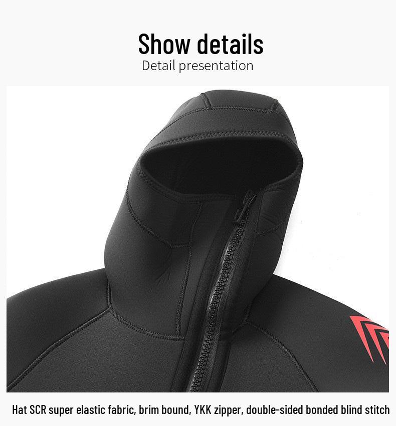 OUZO 7mm Men's One-Piece CR Elastic Wetsuit for Cold-Proof Diving, Surfing, and Winter Swimming.