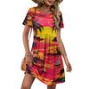 Women’s Short Sleeve Crew Neck Casual Dress with Tropical Tree Print Relaxed Fit Soft Fabric Summer Wear