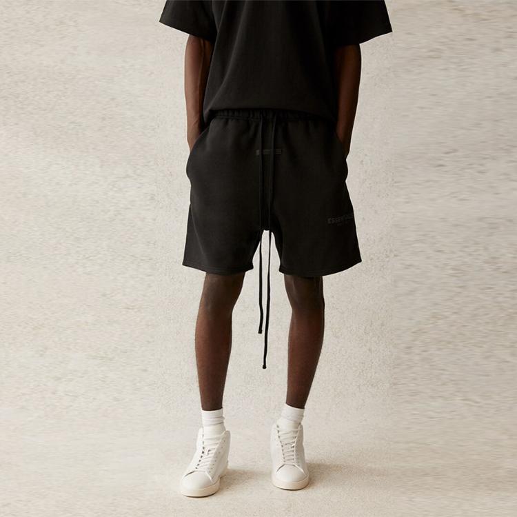 Fear of God Essentials SS21 Sweatshorts with Letter Print Unisex Bottoms Stretch-Limo Black FOG-SS21-565
