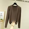 Women's Crew Neck Long Sleeve Tee Slim Fit Commuter Casual Top Solid Color Modal Fabric Stretchy Basic Layering Shirt For Autumn Daily Inner Wear