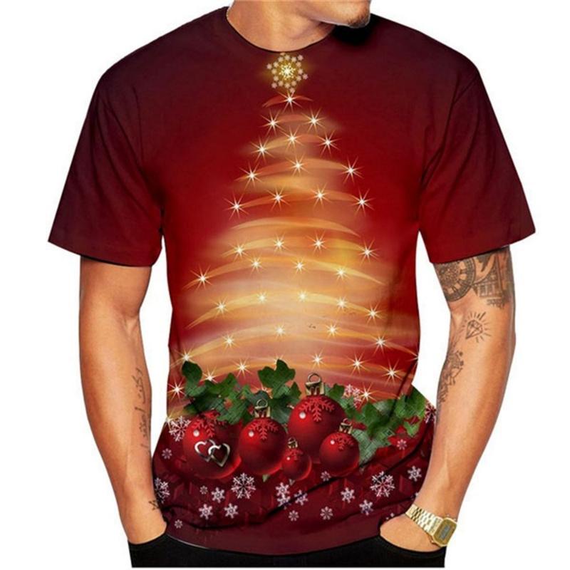 Tricou cu Imprimeu 3D de Crăciun Anul Nou Pentru Bărbați Tricouri cu Model Amuzant de Pom de Crăciun Tricouri Casual Largi cu Gât Rotund Mânecă Scurtă Top Unisex