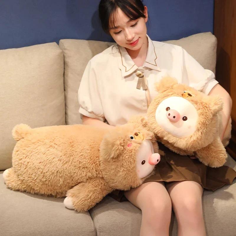 66/76/90cm New Cute Pig Wear Bear Clothes Plush Pillow Cute Sleep Pillow Girls Children Dolls Cartoon Flush Doll Toys Gift