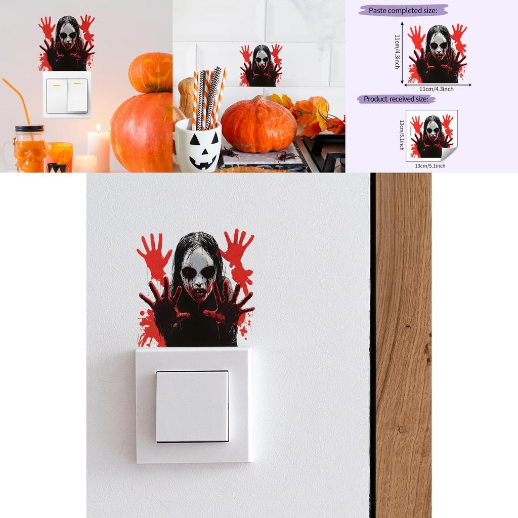 Horror Blood Hand Pvc Switch Sticker Wall Decal For Home Office And Commercial Spaces