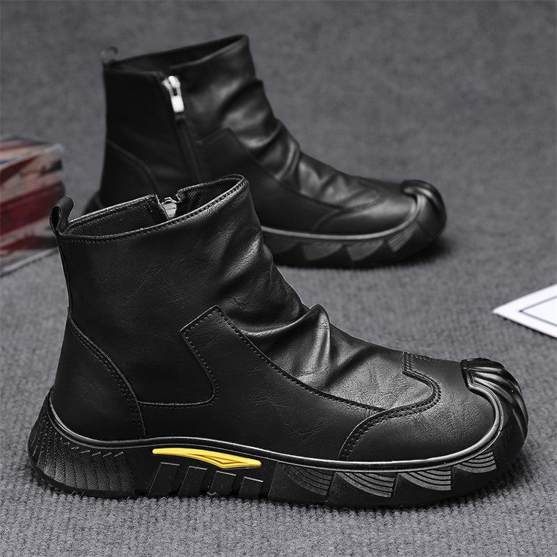 Men's High-Top Winter Martin Boots with Thickened Velvet for Warmth and Cold Protection