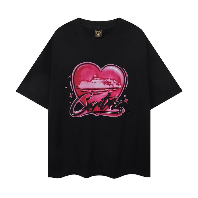 Trendy brand love printing short-sleeved T-shirt for men and women of the same style, loose summer couple's clothing