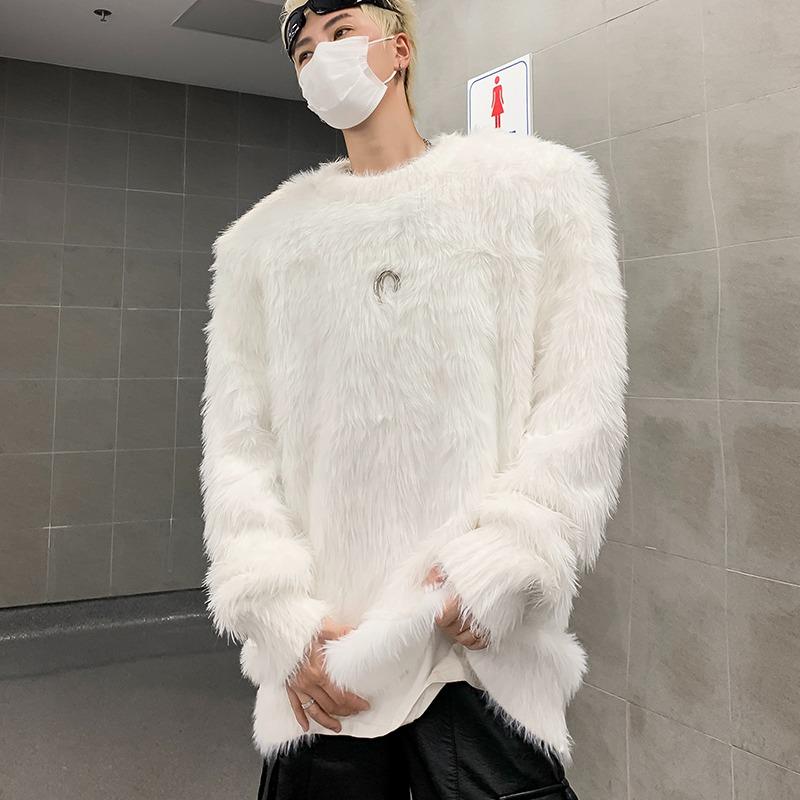 

Модные корейские свитера свободного кроя унисекс с подплечниками на осень/зиму M белый