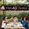 40th Birthday Banner Decorations for Women, Rose Gold Happy 40 Year Old Birthday Sign Party Supplies, Forty Bday Party Decor Photo Booth Props for