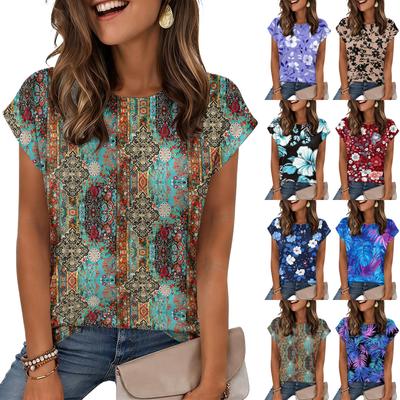 Women's Loose-Fit Fashionable Casual Retro Print T-Shirt