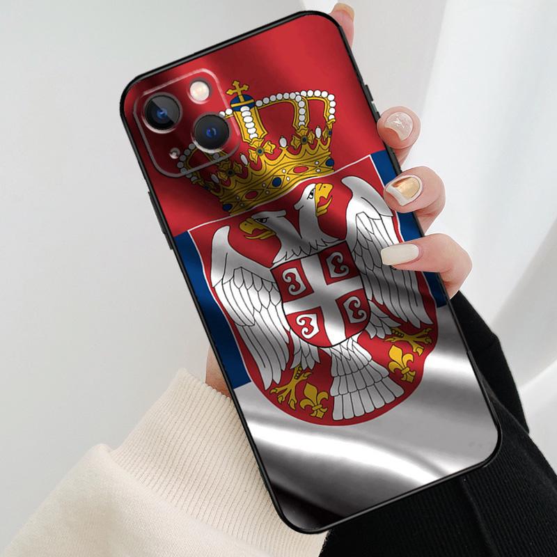 Flag of Serbia Serbian Phone Case For iPhone 11 12 13 14 15 16 Pro XS Max Mini Cover For iPhone X XR Plus Back Case