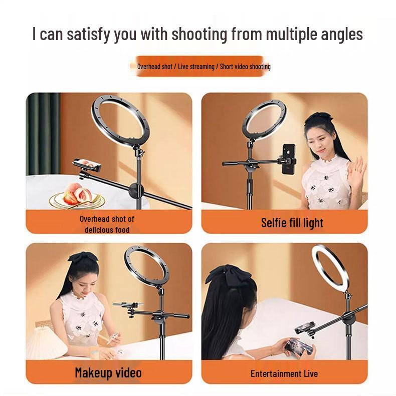 Multi-Functional Selfie Fill Light & Overhead Stand for Live Streaming and Photography