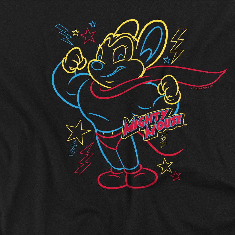 Mighty Mouse Unisex Adult Hero Neon T-Shirt