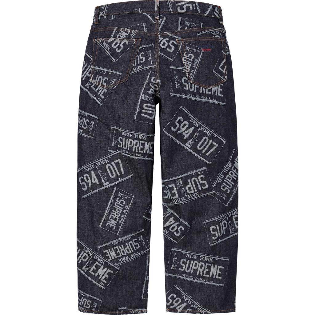 Supreme License Plate Baggy Jean Rigid Indigo