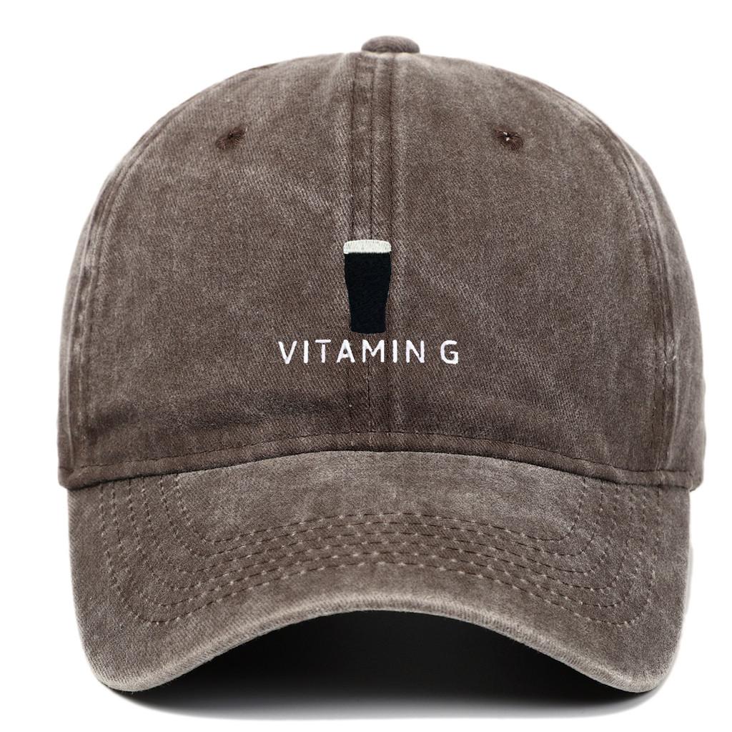 Vitamin G Letter Vintage Baseball Cap With Breathable Cotton And Curved Brim