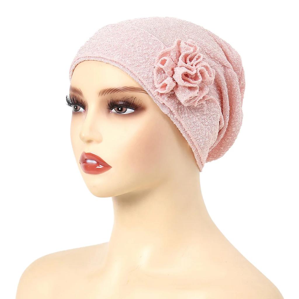 2025 New Muslim Fashion Flowers Turban Cap Women Hijab Islamic Chemo Cap Head Scarf Ladies Head Wrap Cover Hijab Scarf