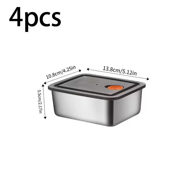 4Pc Stainless Steel Food Storage Containers Set Thickened Leakproof Stackable For Fridge Freezer And Pantry Organization