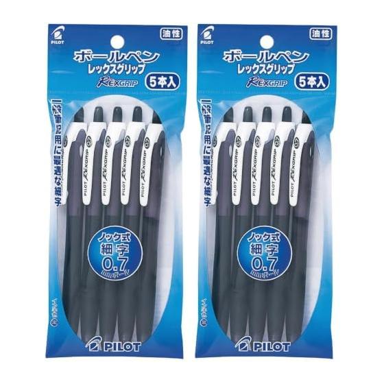 Шариковая ручка Pilot RexGrip, на масляной основе, 0,7 мм, черная, 5 шт., PBRG50F5BB