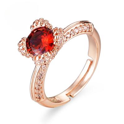 Neues Temperament Mode Simulation Granatapfelrot Zirkon Diamantfarbe Schatz Voll Diamant Offener Ring Damen Luxus Lebensring