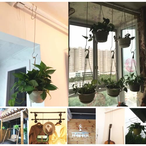 Maydahui S-shaped Hooks (Set of 6, Silver, Large, 30cm) Stainless Steel Hooks, Rust-Resistant, Long Hooks, Extra Large S-Shaped Hooks, Stylish Metal H