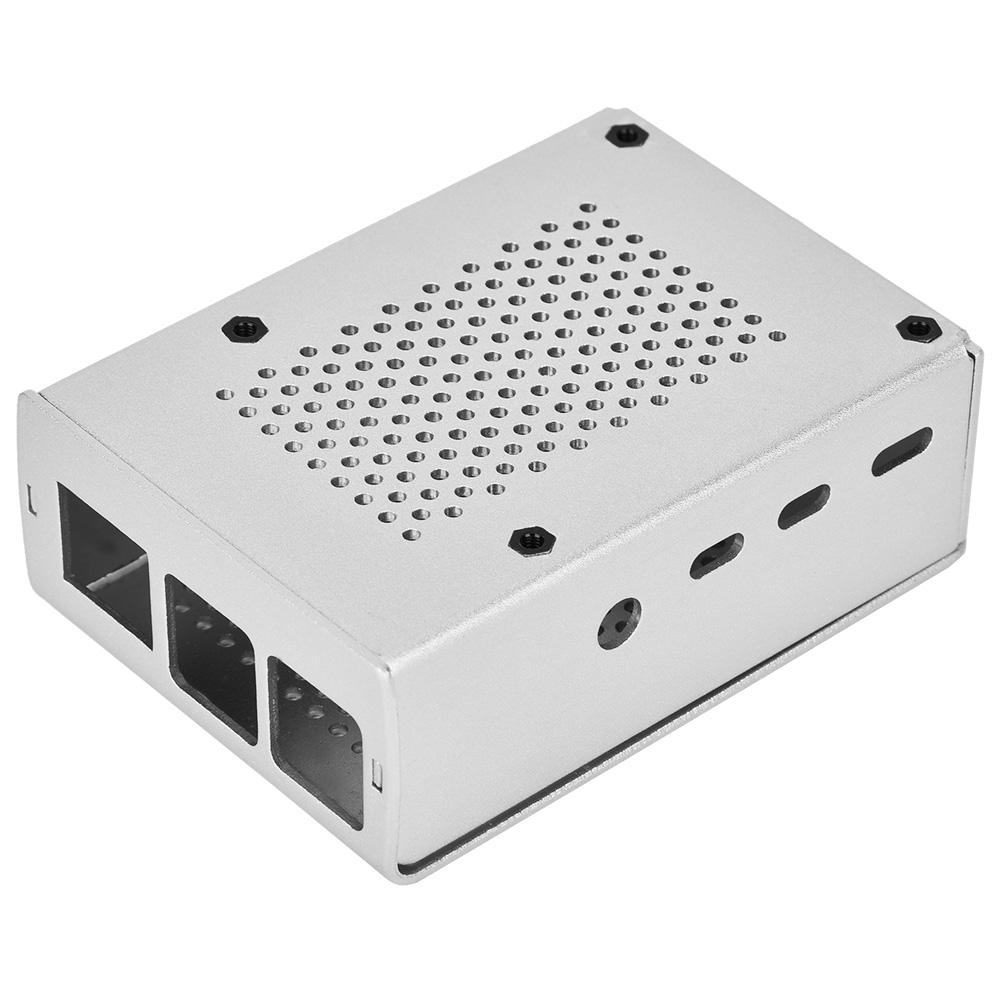 For 4 Model B Black Aluminum Case Box Enclosure with Heatsink Bracket (Black)