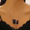Unique and Expressive Pet Lover Necklace Highlighting Black Puss Fish Dog Bone Detail Alloy Fashionable Neck Chain